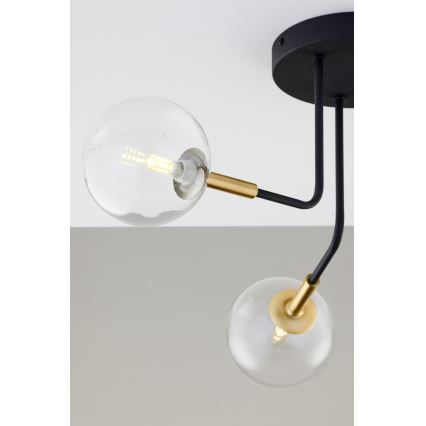 Jupiter 2039 - Lampadario a sospensione con supporto rigido BURANO 3xG9/10W/230V nero/oro/limpido