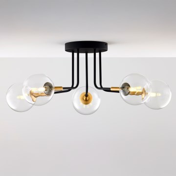 Jupiter 2040 - Lampadario a sospensione con supporto rigido BURANO 5xG9/10W/230V nero/oro/limpido