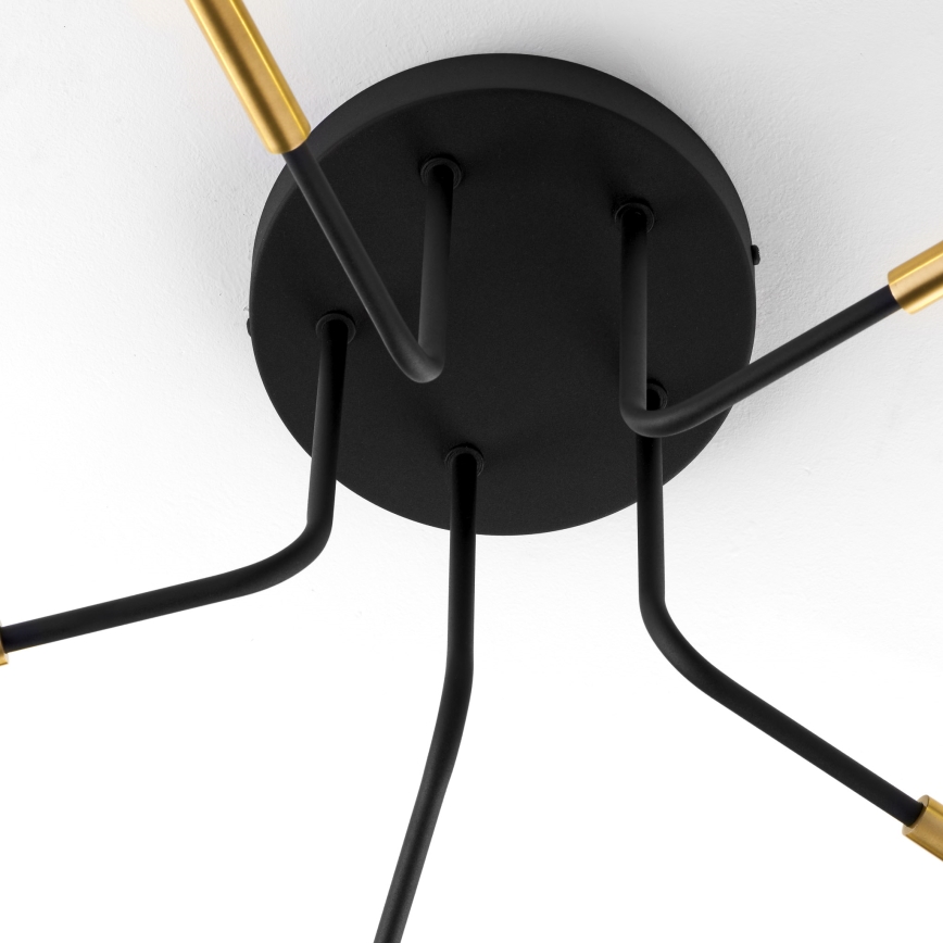 Jupiter 2040 - Lampadario a sospensione con supporto rigido BURANO 5xG9/10W/230V nero/oro/limpido
