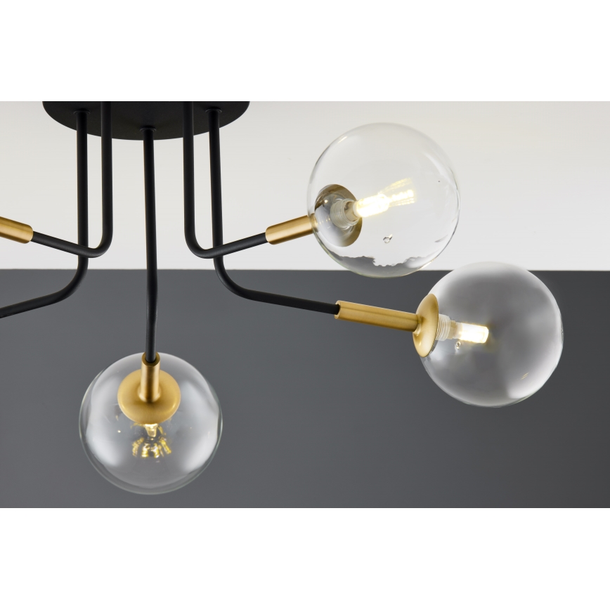 Jupiter 2040 - Lampadario a sospensione con supporto rigido BURANO 5xG9/10W/230V nero/oro/limpido