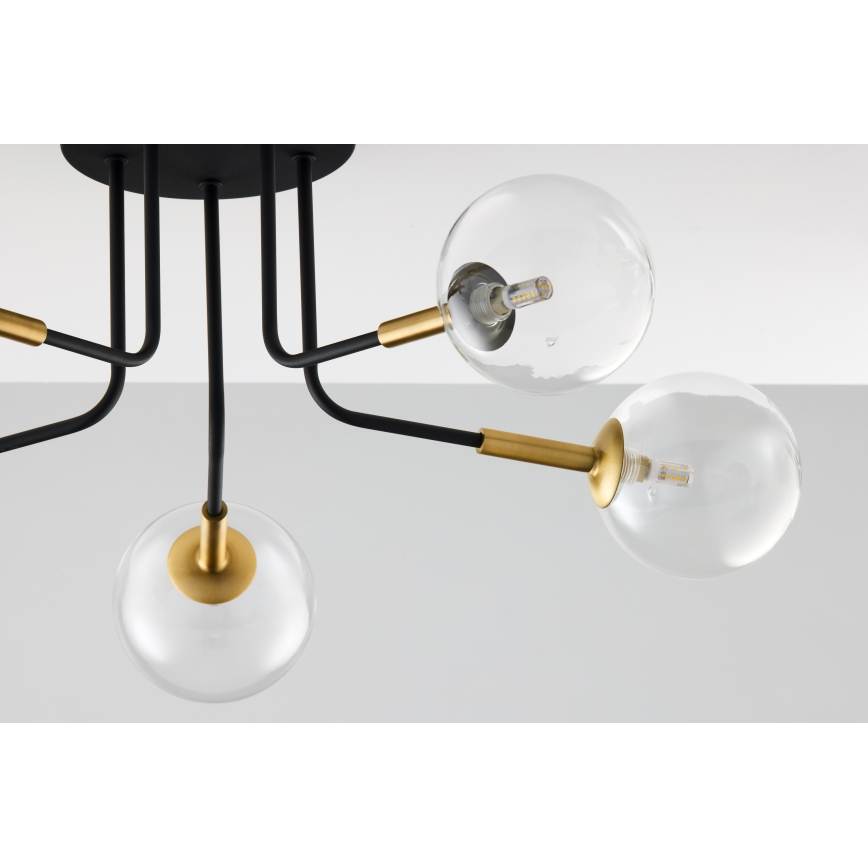 Jupiter 2040 - Lampadario a sospensione con supporto rigido BURANO 5xG9/10W/230V nero/oro/limpido