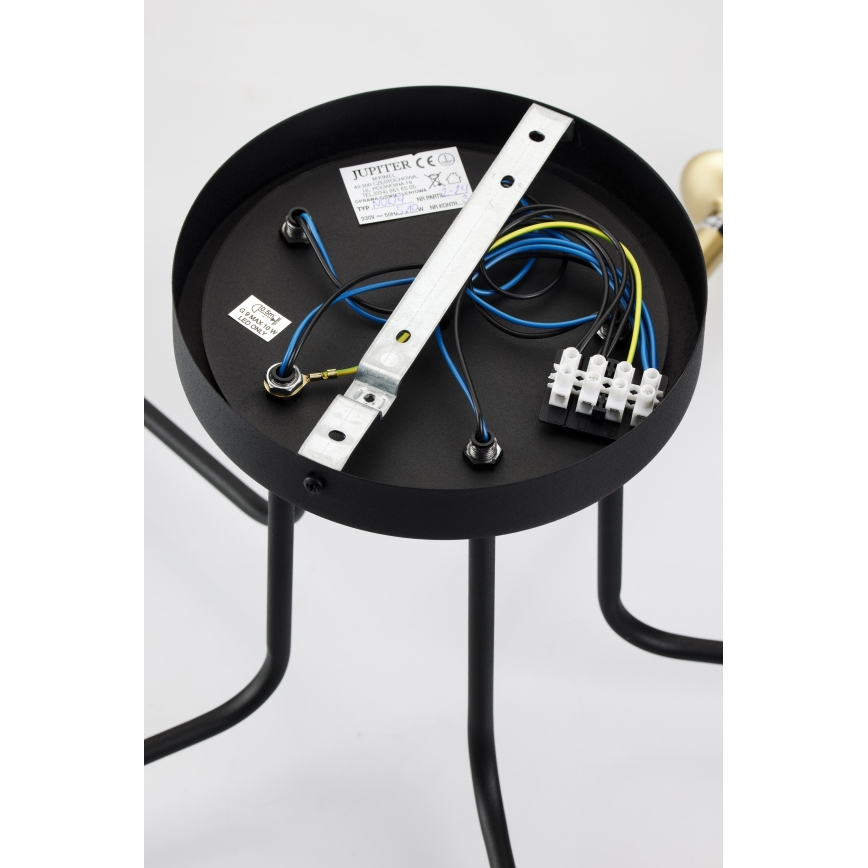 Jupiter 2040 - Lampadario a sospensione con supporto rigido BURANO 5xG9/10W/230V nero/oro/limpido