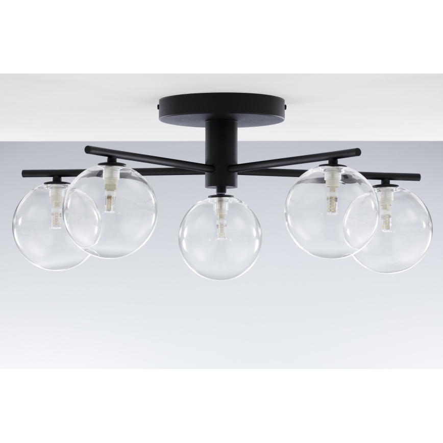 Jupiter 2046 - Lampadario a plafone PRATO 5xG9/10W/230V nero/limpido