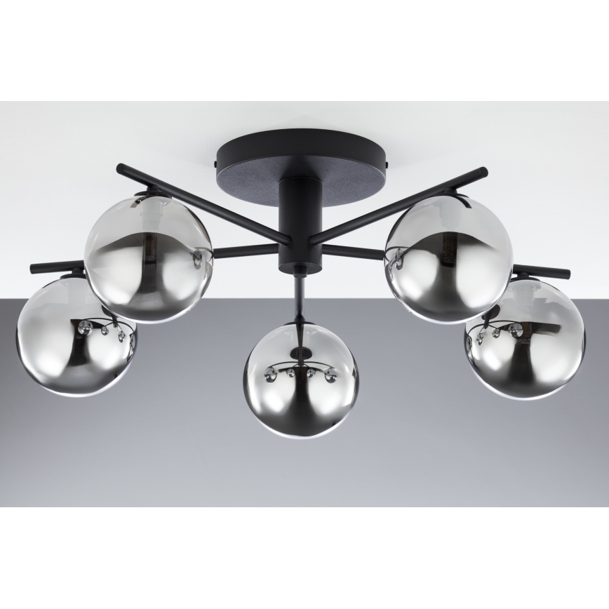 Jupiter 2048 - Aufgesetzte Deckenleuchte PRATO 5xG9/14W/230V schwarz/rauchgrau