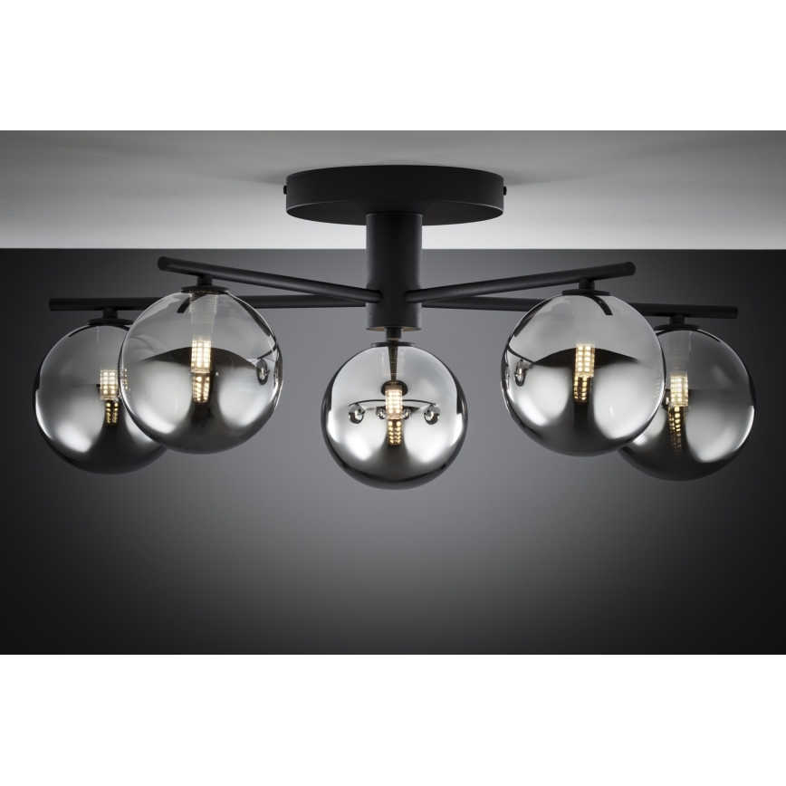 Jupiter 2048 - Plafonnier PRATO 5xG9/14W/230V noir/gris fumé
