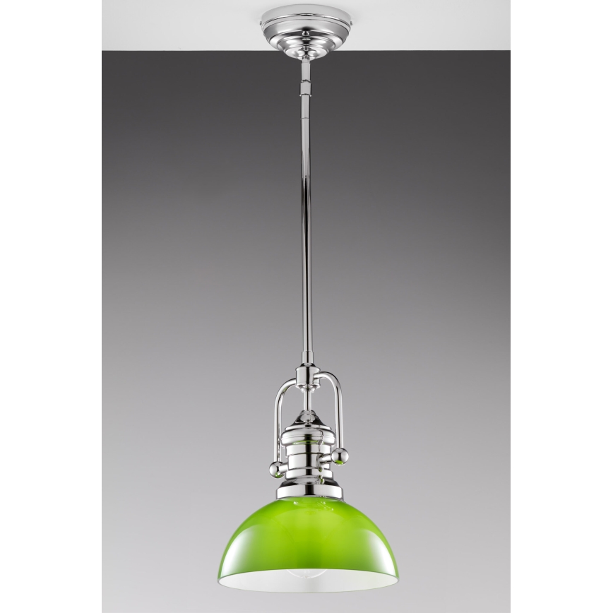 Jupiter 2071 - Lampadario su asta PLATINO 1xE27/15W/230V verde/cromo lucido