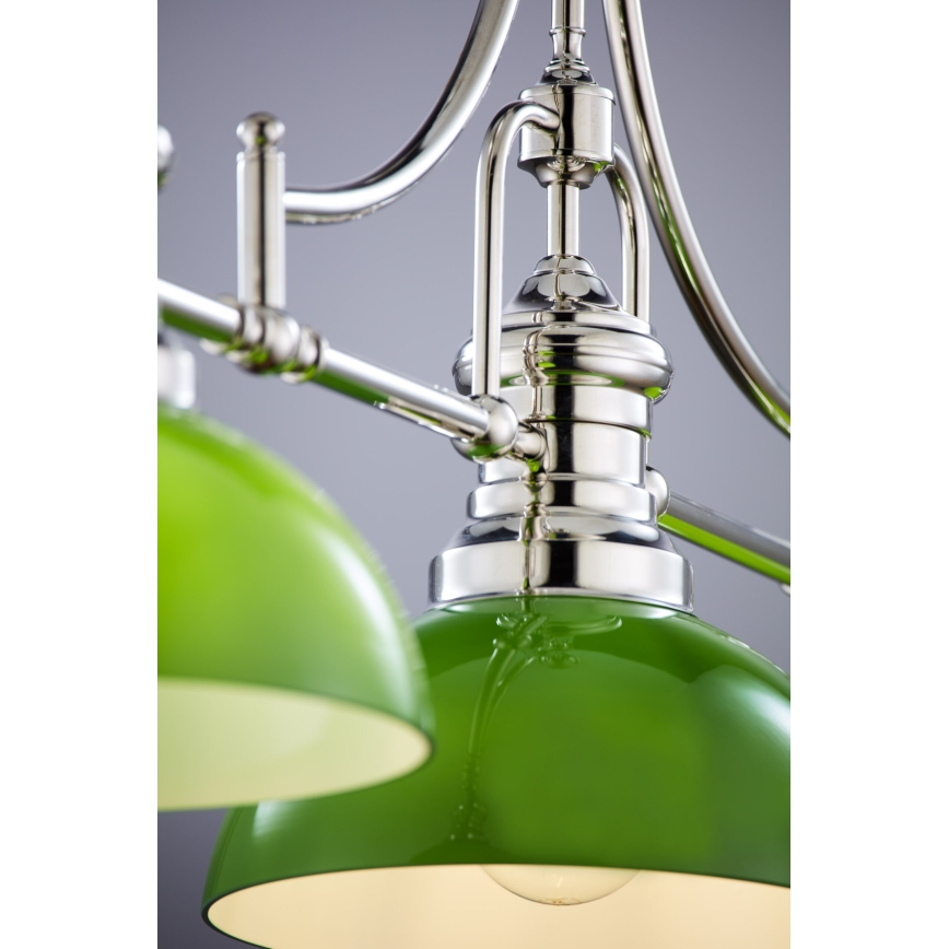 Jupiter 2072 - Lampadario su asta PLATINO 3xE27/15W/230V verde/cromo lucido