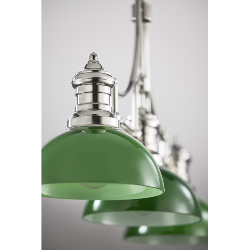 Jupiter 2072 - Lampadario su asta PLATINO 3xE27/15W/230V verde/cromo lucido