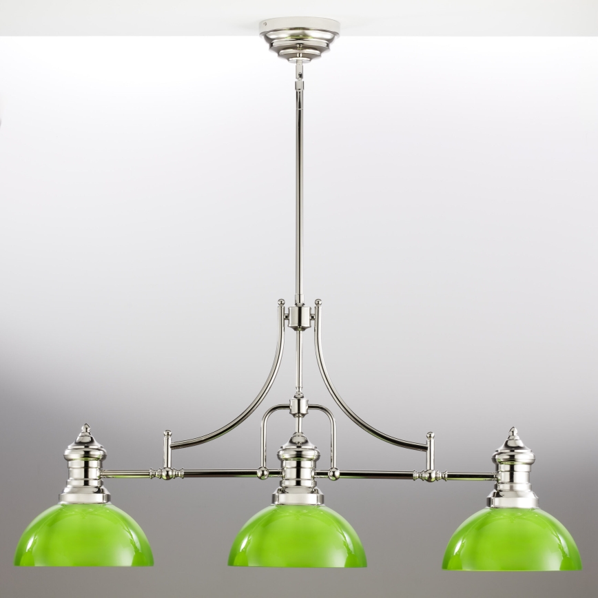 Jupiter 2072 - Lustre sur tige PLATINO 3xE27/15W/230V vert/chrome brillant