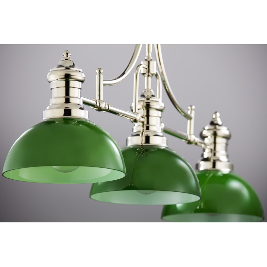 Jupiter 2072 - Lustre sur tige PLATINO 3xE27/15W/230V vert/chrome brillant