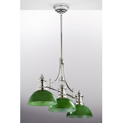 Jupiter 2072 - Pendelleuchte an Stange PLATINO 3xE27/15W/230V grün/glänzender Chrom