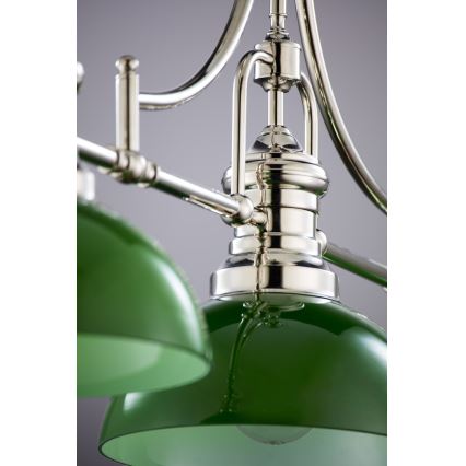 Jupiter 2072 - Pendelleuchte an Stange PLATINO 3xE27/15W/230V grün/glänzender Chrom