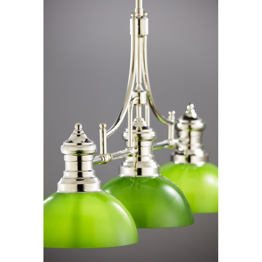 Jupiter 2072 - Pendelleuchte an Stange PLATINO 3xE27/15W/230V grün/glänzender Chrom