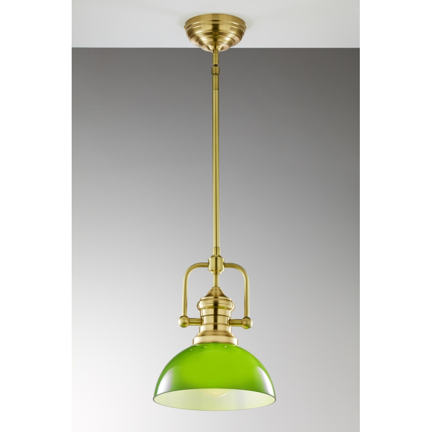 Jupiter 2073 - Lampada a sospensione su asta PLATINO 1xE27/15W/230V verde/oro