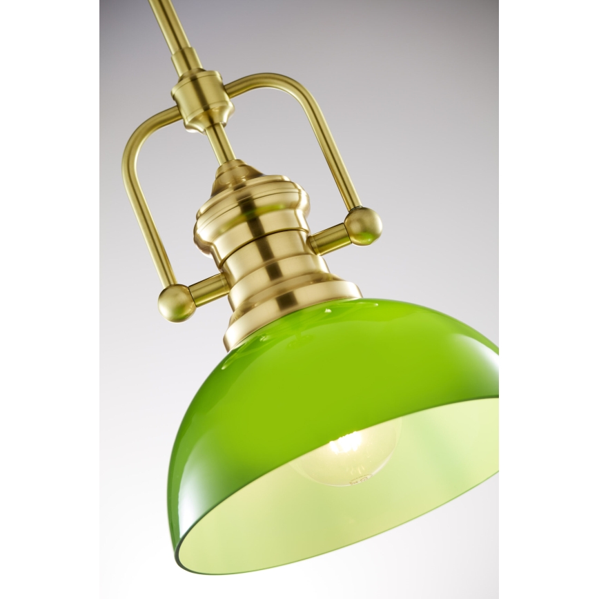 Jupiter 2073 - Lampada a sospensione su asta PLATINO 1xE27/15W/230V verde/oro
