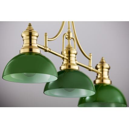 Jupiter 2074 - Lampadario su asta PLATINO 3xE27/15W/230V verde/oro