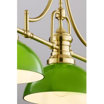 Jupiter 2074 - Lampadario su asta PLATINO 3xE27/15W/230V verde/oro
