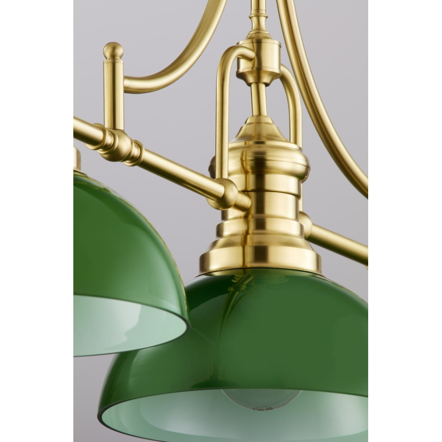 Jupiter 2074 - Lampadario su asta PLATINO 3xE27/15W/230V verde/oro