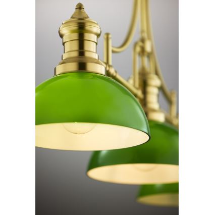 Jupiter 2074 - Lampadario su asta PLATINO 3xE27/15W/230V verde/oro