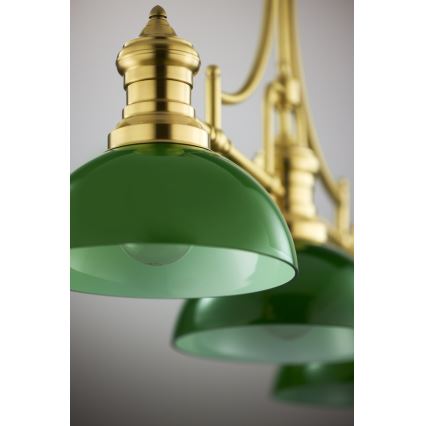 Jupiter 2074 - Lampadario su asta PLATINO 3xE27/15W/230V verde/oro