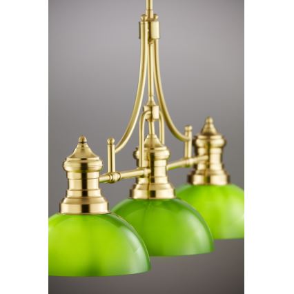 Jupiter 2074 - Lampadario su asta PLATINO 3xE27/15W/230V verde/oro