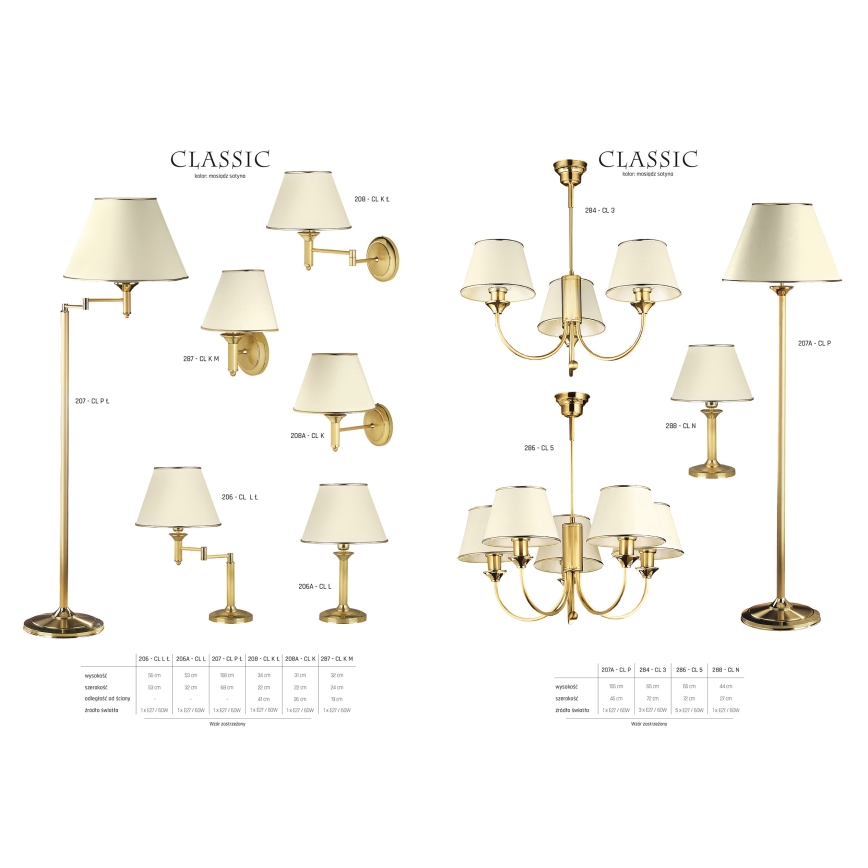 Jupiter 208 - CL K L - Applique CLASSIC 1xE27/60W/230V