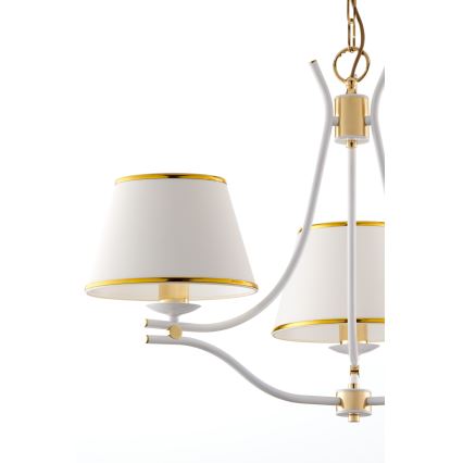 Jupiter 2085 - Kronleuchter mit Kette SAMBA 3xE27/15W/230V weiß/gold