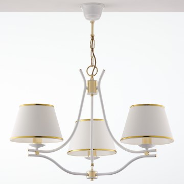 Jupiter 2085 - Lampadario a catena SAMBA 3xE27/15W/230V bianco/oro