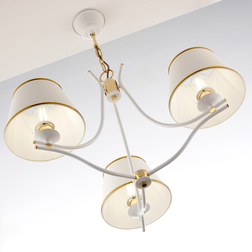 Jupiter 2085 - Lampadario a catena SAMBA 3xE27/15W/230V bianco/oro