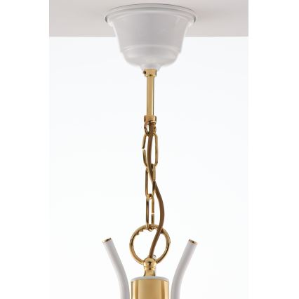 Jupiter 2085 - Lampadario a catena SAMBA 3xE27/15W/230V bianco/oro