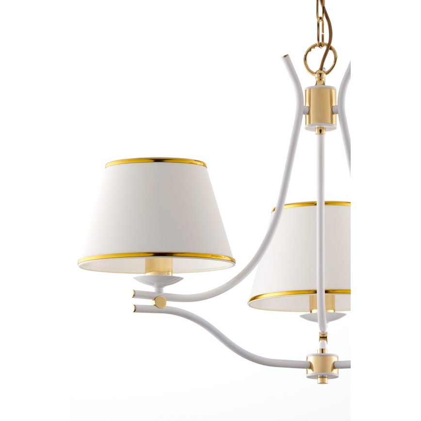 Jupiter 2085 - Lustre sur chaîne SAMBA 3xE27/15W/230V blanc/doré