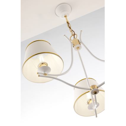 Jupiter 2085 - Lustre sur chaîne SAMBA 3xE27/15W/230V blanc/doré