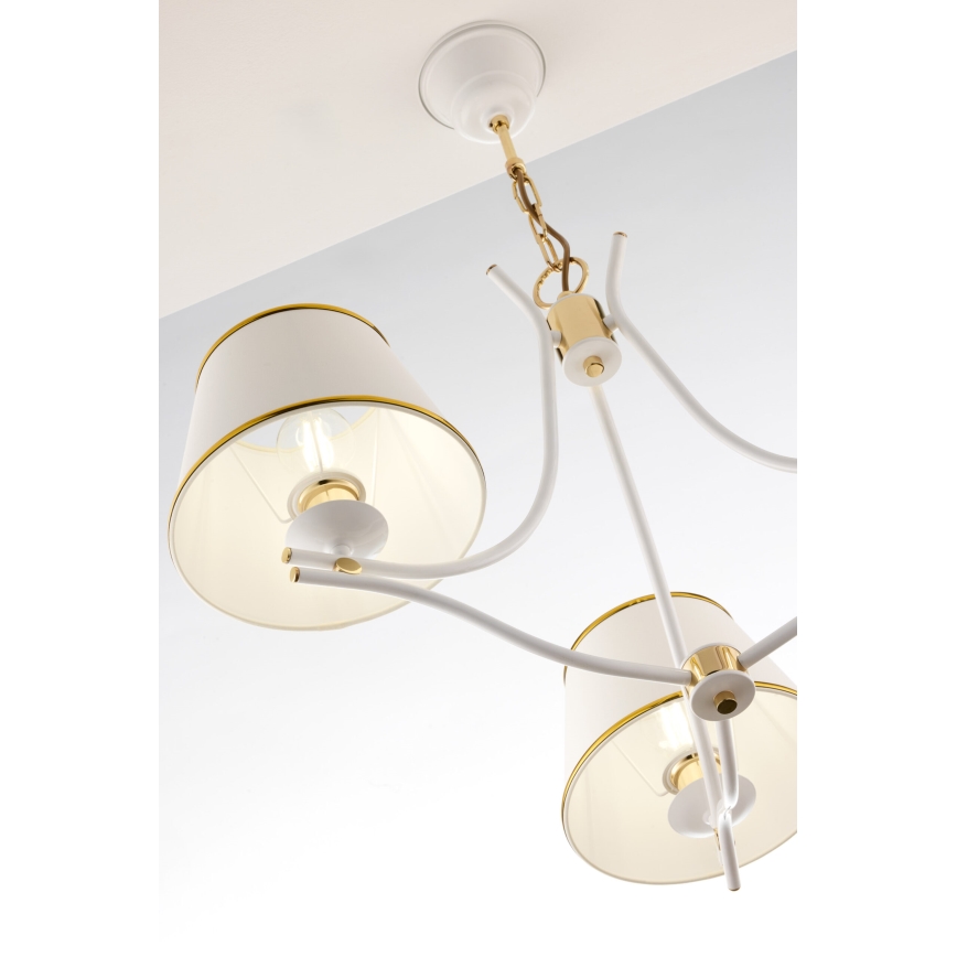 Jupiter 2085 - Lustre sur chaîne SAMBA 3xE27/15W/230V blanc/doré