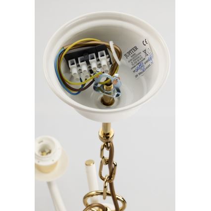Jupiter 2085 - Lustre sur chaîne SAMBA 3xE27/15W/230V blanc/doré
