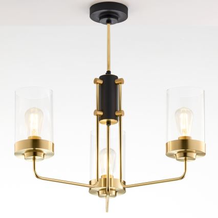 Jupiter 2087 - Lampadario a stelo RAMIREZ 3xE27/15W/230V dorato/nero