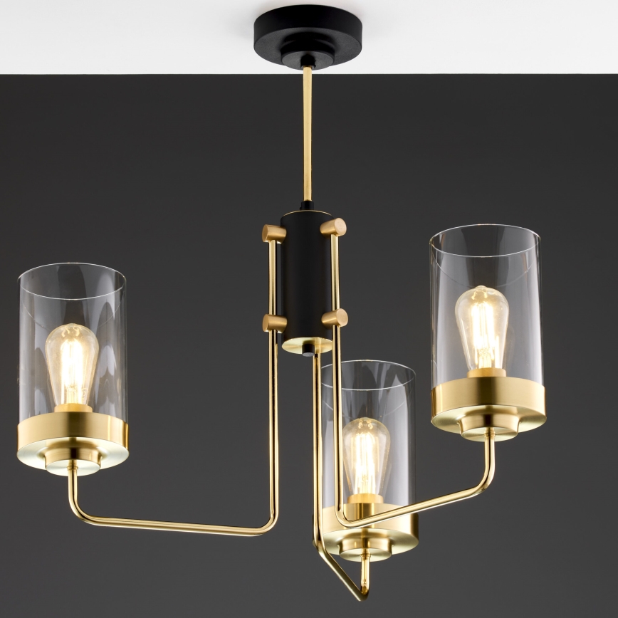 Jupiter 2087 - Lustre sur tige RAMIREZ 3xE27/15W/230V doré/noir