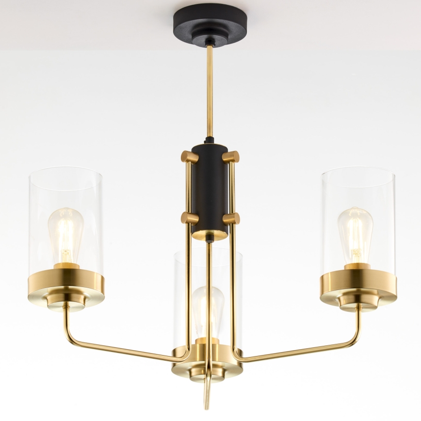 Jupiter 2087 - Lustre sur tige RAMIREZ 3xE27/15W/230V doré/noir