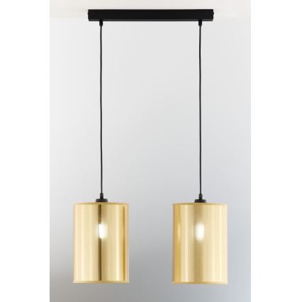 Jupiter 2091 - Lampadario a sospensione CORTINA con cavo 2xE27/15W/230V oro/nero
