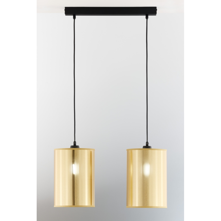 Jupiter 2091 - Lampadario a sospensione CORTINA con cavo 2xE27/15W/230V oro/nero