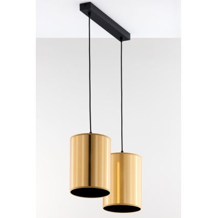 Jupiter 2091 - Lampadario a sospensione CORTINA con cavo 2xE27/15W/230V oro/nero