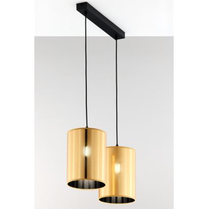 Jupiter 2091 - Pendelleuchte CORTINA mit Kabel 2xE27/15W/230V gold/schwarz