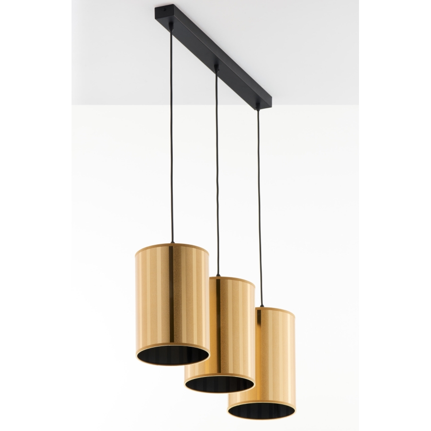 Jupiter 2092 - Lampadario sospeso su cavo CORTINA 3xE27/15W/230V oro/nero