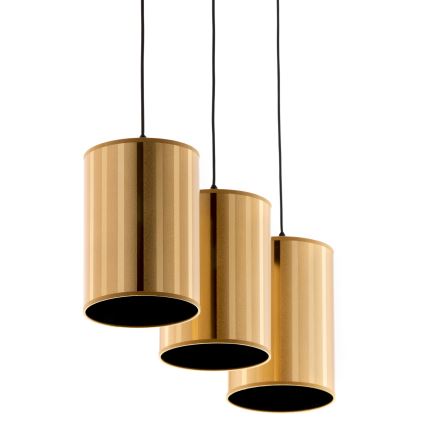 Jupiter 2092 - Lampadario sospeso su cavo CORTINA 3xE27/15W/230V oro/nero