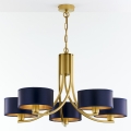 Jupiter 2094 - Kronleuchter an Kette ARTHUR 5xE27/15W/230V blau/gold