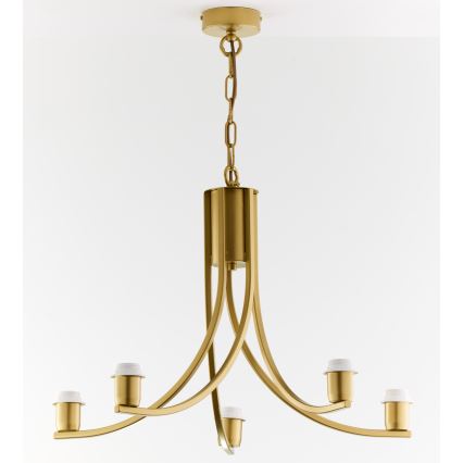 Jupiter 2094 - Kronleuchter an Kette ARTHUR 5xE27/15W/230V blau/gold