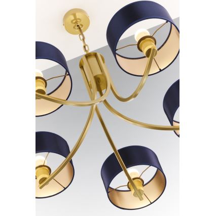 Jupiter 2094 - Lampadario a catena ARTHUR 5xE27/15W/230V blu/oro