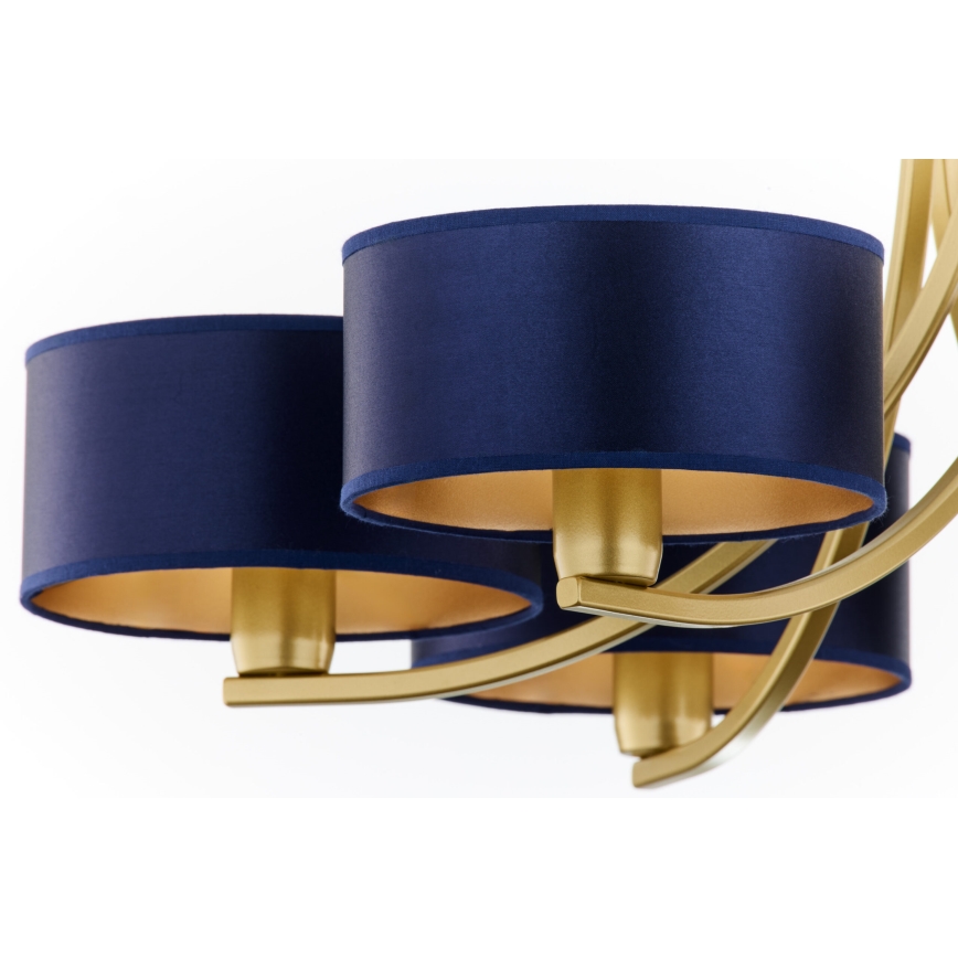 Jupiter 2095 - Kronleuchter an Kette ARTHUR 6xE27/15W/230V blau/gold