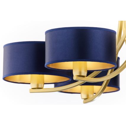 Jupiter 2095 - Lampadario con catena ARTHUR 6xE27/15W/230V blu/oro