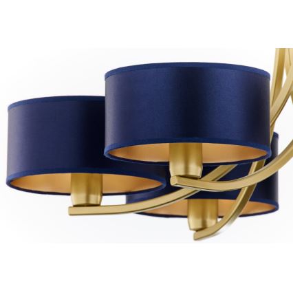 Jupiter 2095 - Lampadario con catena ARTHUR 6xE27/15W/230V blu/oro