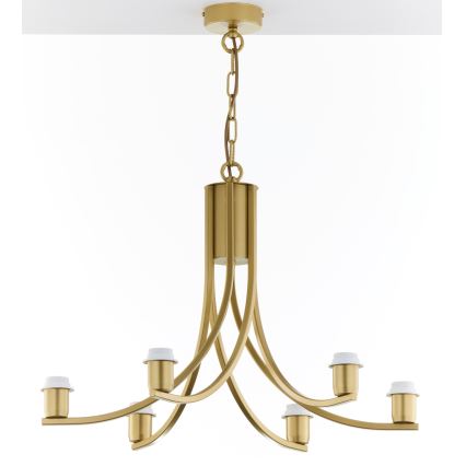 Jupiter 2095 - Lampadario con catena ARTHUR 6xE27/15W/230V blu/oro
